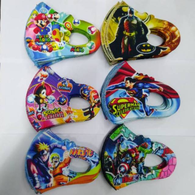 Masker kain Scuba anak2 motif gambar isi 6 PCS Masker anak Masker kain Scuba anak2 motif gambar isi 6 PCS Masker anak