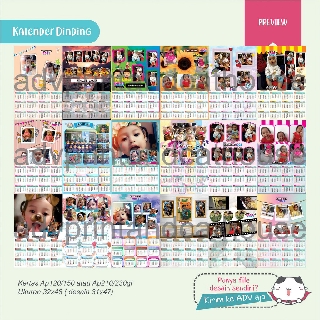 KALENDER DINDING FOTO  KARTUN  KARAKTER 2021  CUSTOM 1 LEMBAR 