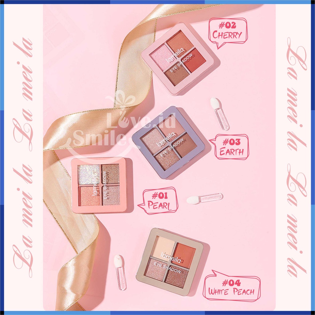 Lameila Eyeshadow Sweet Heart Travel 4 Color / Kombinasi Glitter dan Tahan Lama 4 Warna L02