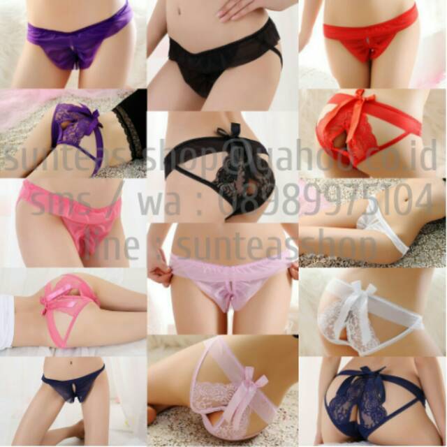 GS161 Ruffle open crotch backless lace sexy panties.