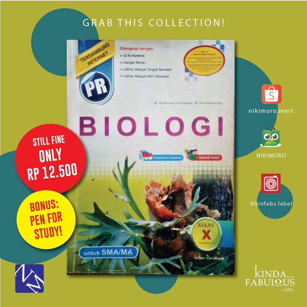 Seri Buku PR Biologi - Matematika - Bahasa Indonesia Kelas 10 Semester 1 & 2 SMA/MA