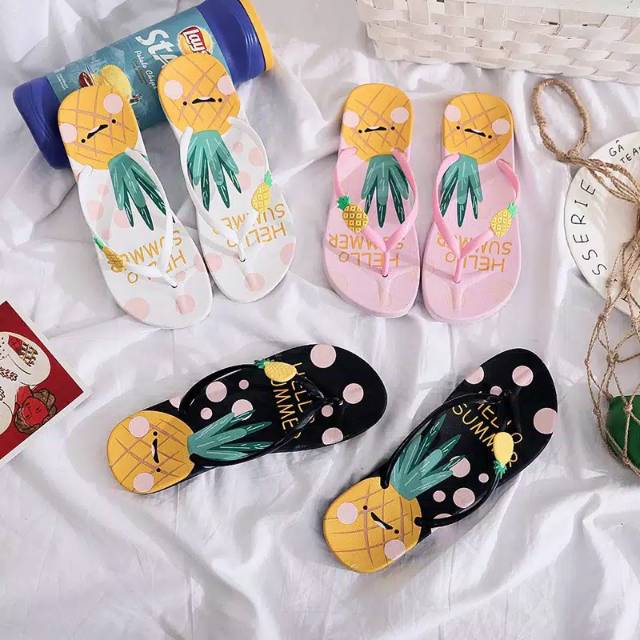 SANDAL JEPIT MOTIF NANAS WANITA