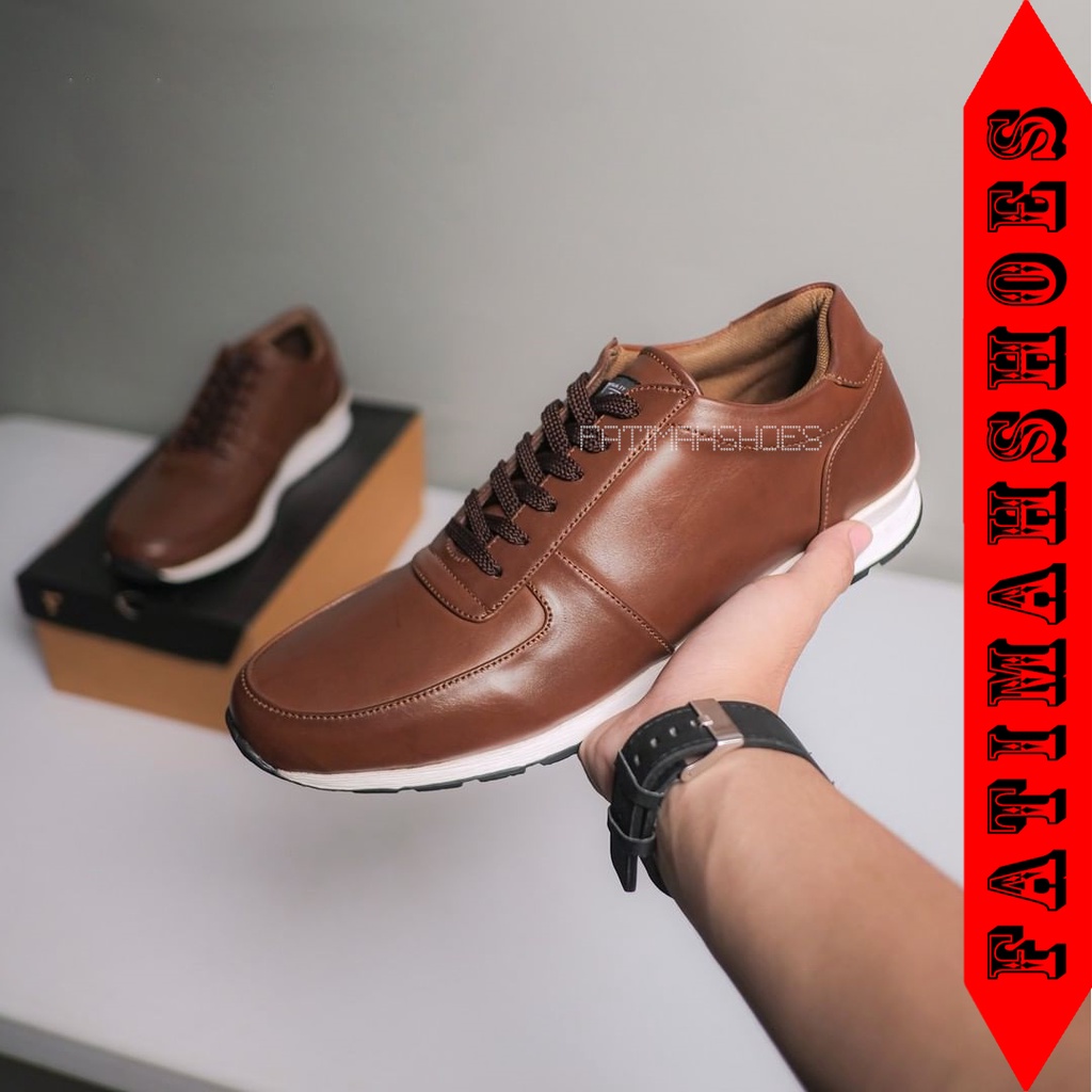 Sepatu Sneakers Original Kasual Fashion Pria FATIMAHSHOES Kulit Pu Sepatu Kets