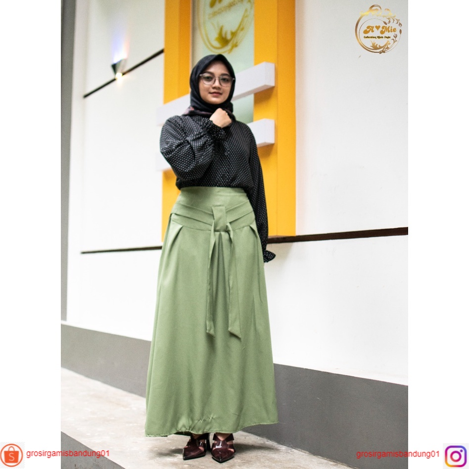 Rok Bawahan Bertali  Amie  Kondangan Korean Style  Daily Outfit  Rok Wanita Muslimah  OOTD Wanita Se