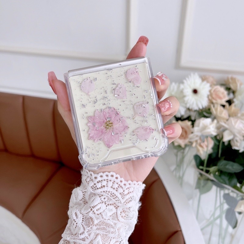 Dried Flower Glitter Case Zfold 4 Zflip 4 3 Zfold 2 Zflip3 Zflip2 Z Flip Fold Casing