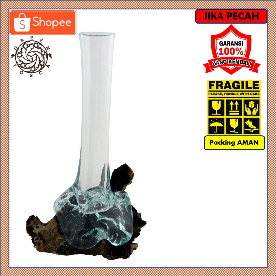 POT BUNGA KACA TIUP VAS UNIK 30 CM