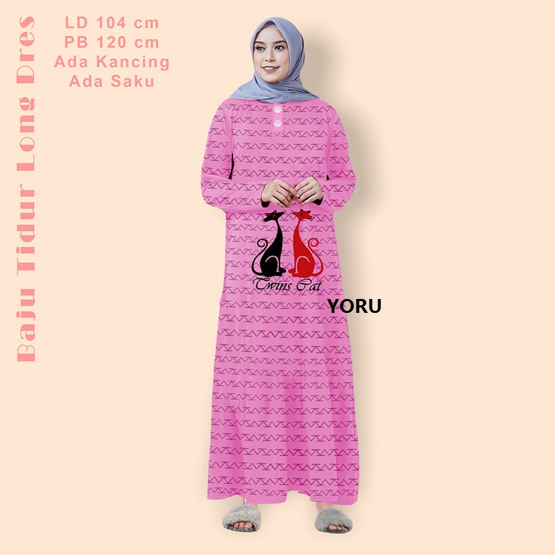 Pamelo Baju Tidur Daster Panjang Wanita Busui Kancing Baju Terusan Long Dress Muslimah Terusan Gamis Baju Tidur Muslim