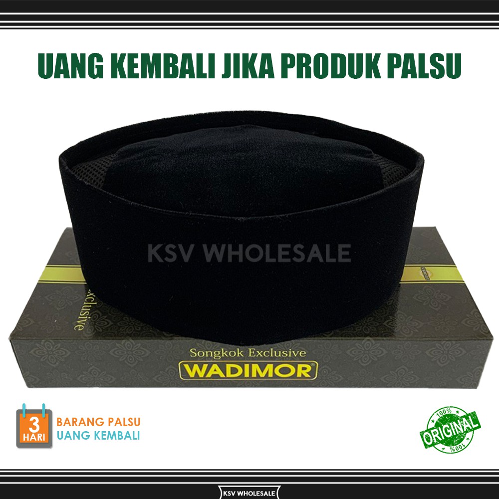 Songkok Wadimor AC Non AC Tinggi 7 8 9 10 ORIGINAL Peci Solat Hitam Pria Dewasa Kopiah Sholat Anak Laki Santri Pesantren Polos Kopyah Haji Beludru Pendek Motif Warna Putih Full Bludru Bordir Batik NU Kopeah Susun Uje Bulat Shalat Nasional Ori Ukuran Jumbo