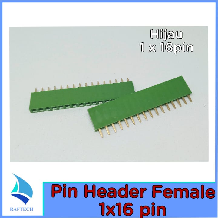 Pin Header Female Color 1x16 Pin Single Row 2.54mm Hijau 16p