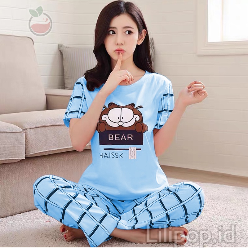 Baju Tidur Stelan Wanita Celana Panjang Baby doll Dewasa Piyama Allsize Cp Lilipop Sleep Wear