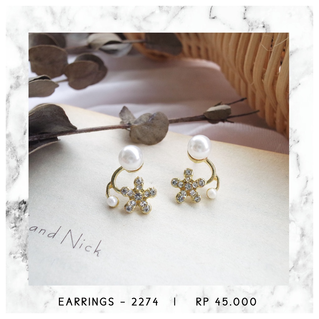 ANTING BUNGA MUTIARA KRISTAL - 2274