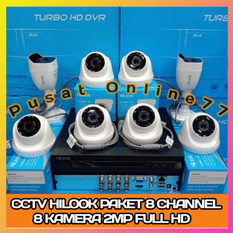 PAKET CCTV HILOOK 2MP 8 CHANNEL 8 CAMERA FULL HD 1080P LENGKAP