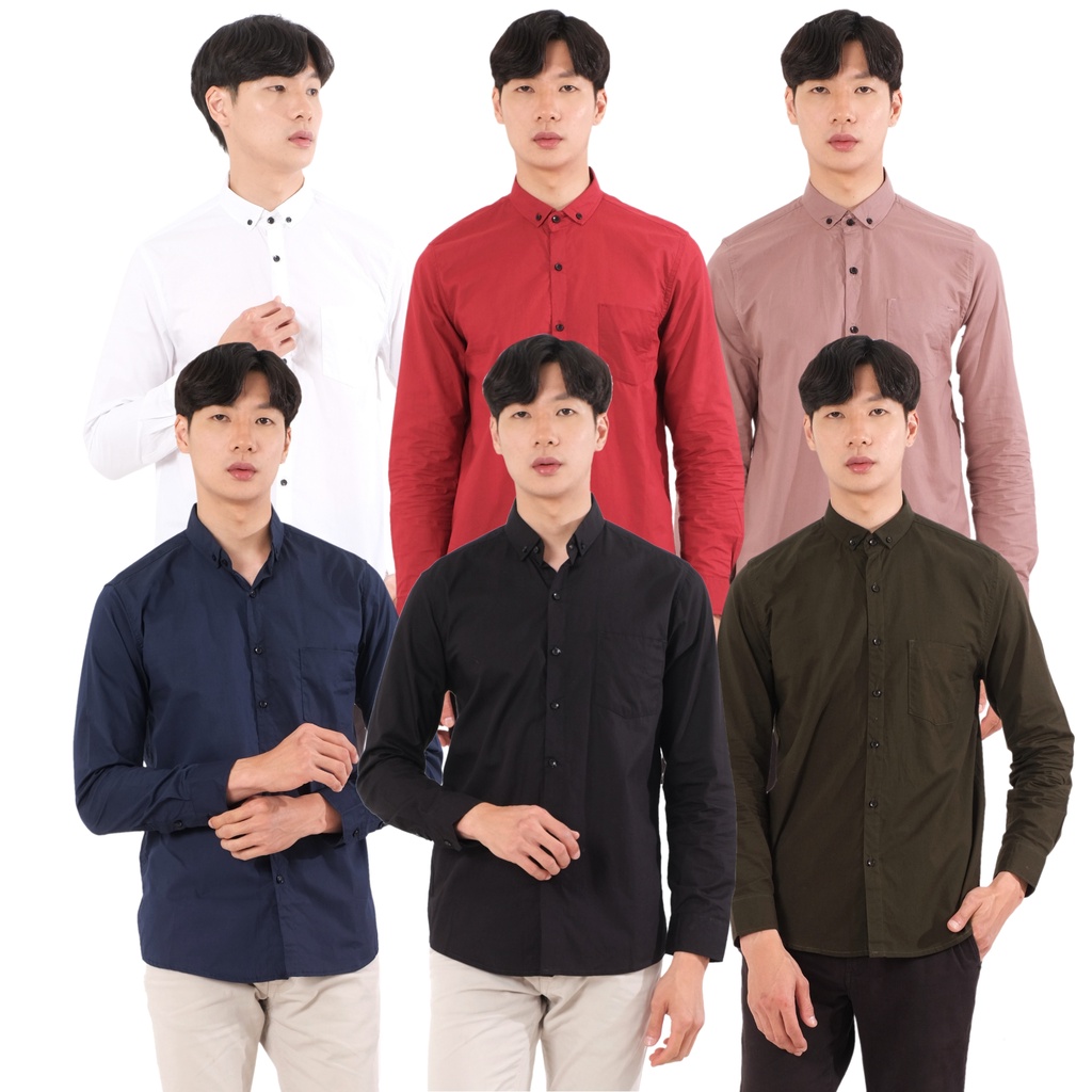 BEST SELLER Kemeja Panjang Simple Polos PRIA 5 Warna SLIM FIT (Sanvanina)