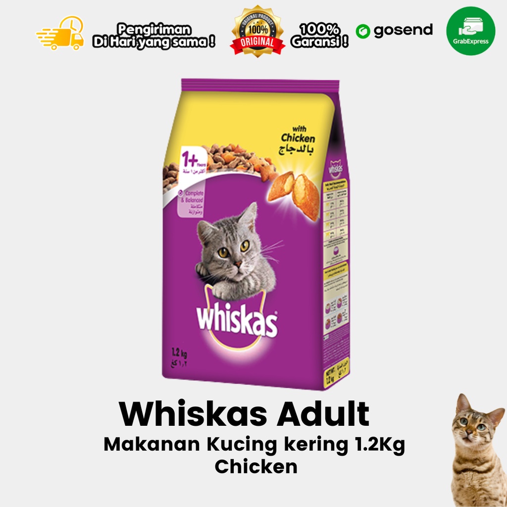 Makanan Kucing Kering Dry Food Whiskas Adult 1.2Kg plus Vitamin