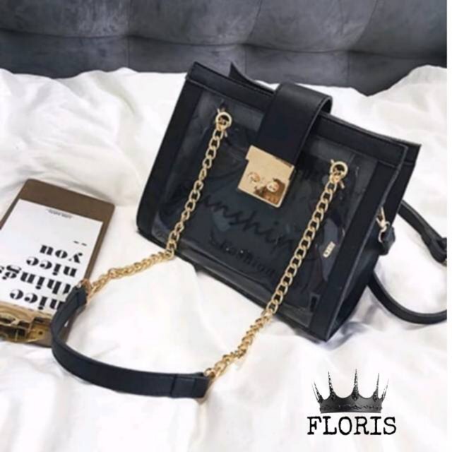 Selempang sunshine floris gesper rante konci gembok