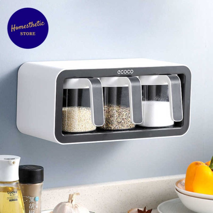 Rak Dapur - Rak Bumbu Gantung Tempat Wadah Botol Bumbu Dapur Dinding Tempel