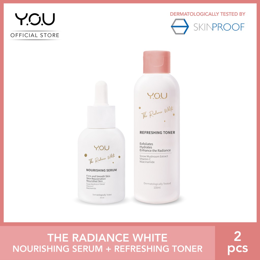 YOU Radiance White Brightening and Hydrating Bundle free cotton pads / kapas kecantikan