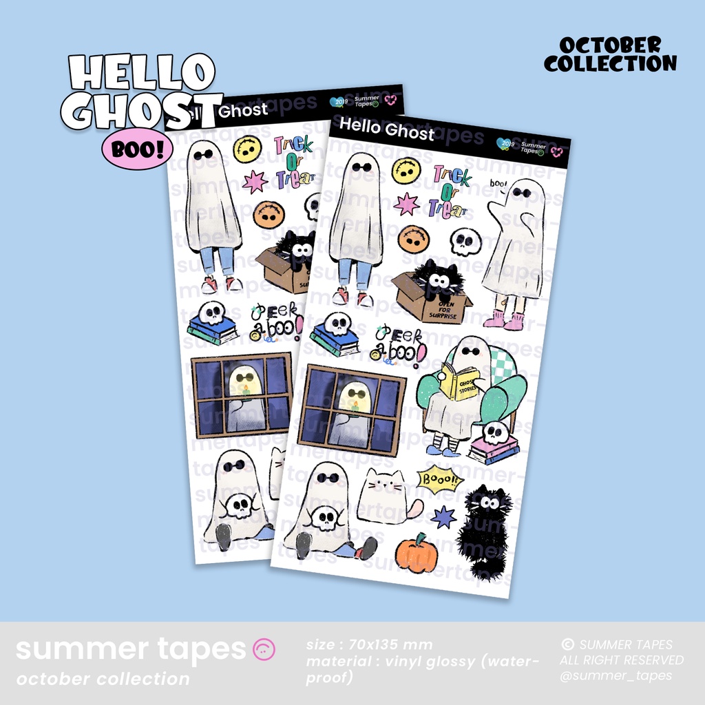 

Summer Tapes - Hello Ghost Seal Sticker/deco sticker/sticker jurnal/polcos deco