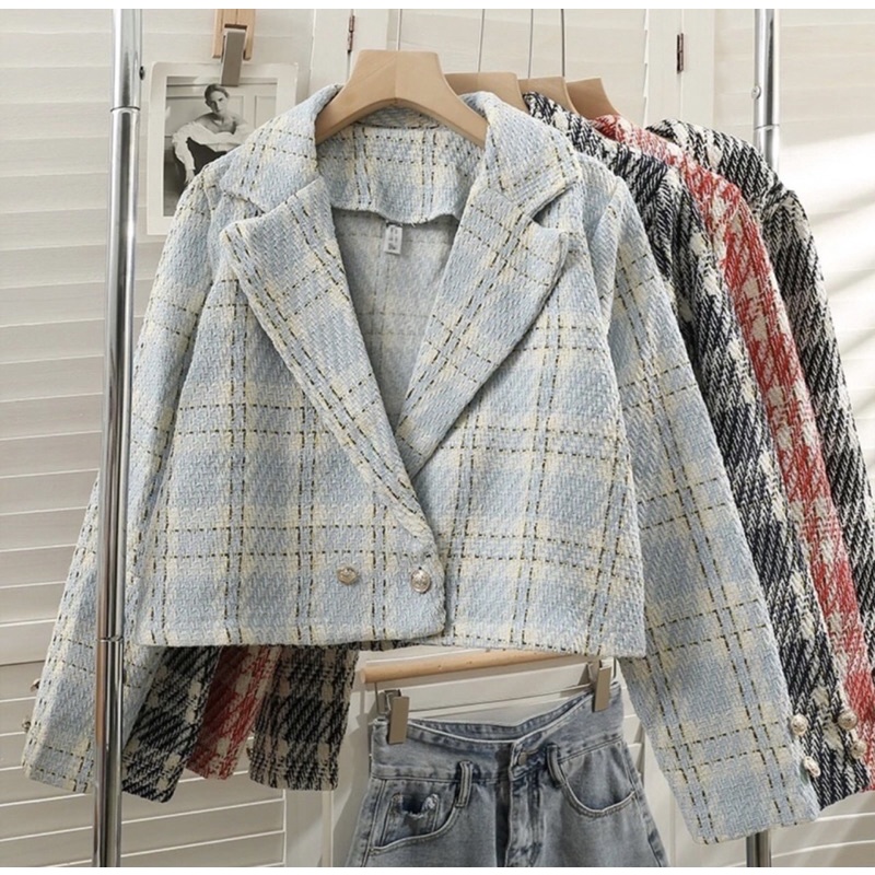 B3681 YE-JI / BIANCA ELEGANCE TWEED CROP BLAZER IMPORT