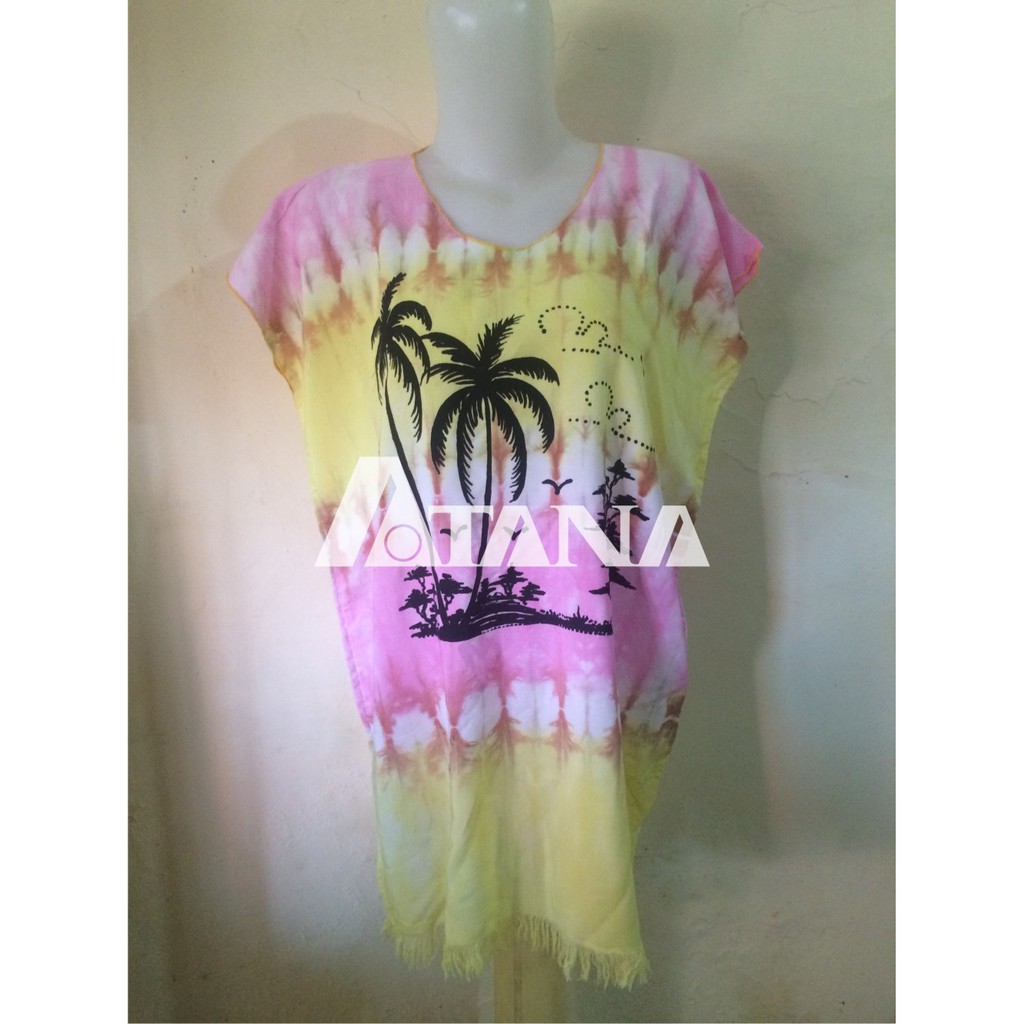 Kaos Rumbai Motif Pantai Salur Warna Pink All Size