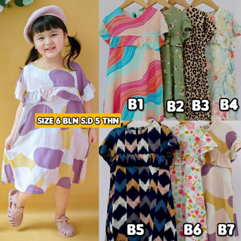 Dress Anak Perempuan Bahan Rayon /Daster Rayon Anak Perempuan Usia 6 bulan - 5 tahun Part 2