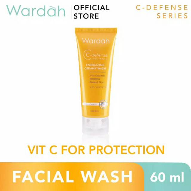 WARDAH C-DEFENSE ENERGIZING CREAMY WASH 60ML SABUN PEMBERSIH WAJAH WARDAH