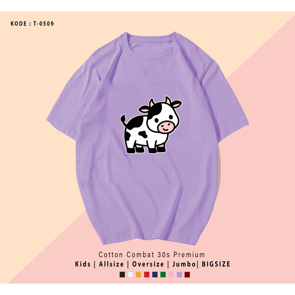 T-SHIRT / KAOS DEWASA UNISEX COW CUTE / HARGA TERMURAH / BAHAN KATUN / TERMURAH BAJU SANTAI