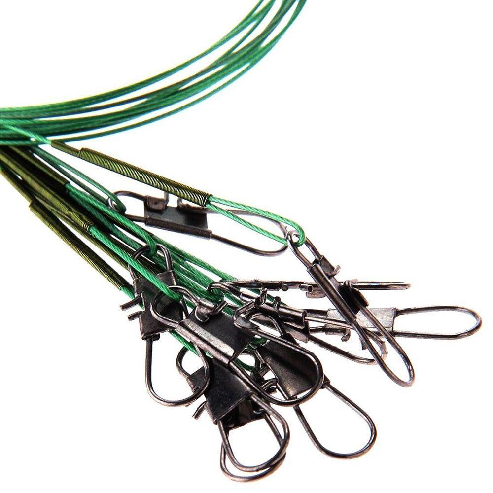 Lanfy Leader Wire Kit 10Pcs Tahan Lama Hijau Tua Jejak Ikan Tackle Rig 28 cm Alat Berputar Baja