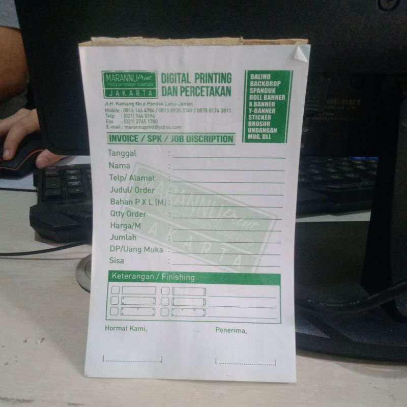 

cetak nota costum