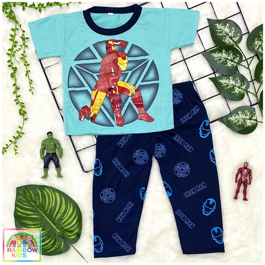 RAINBOW SETELAN / SET BAJU ANAK COWOK / UNISEX CELANA PANJANG CP 1-8 TAHUN SUPERHERO WARNA-IRONMAN - CP WARNA