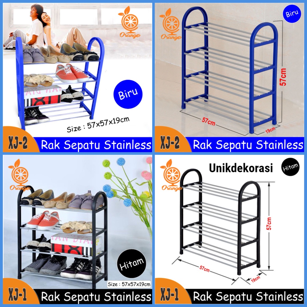 Rak Sepatu 4 Susun Serbaguna Minimalis Rak sepatu stainless steel bongkar pasang - Unikdekorasi