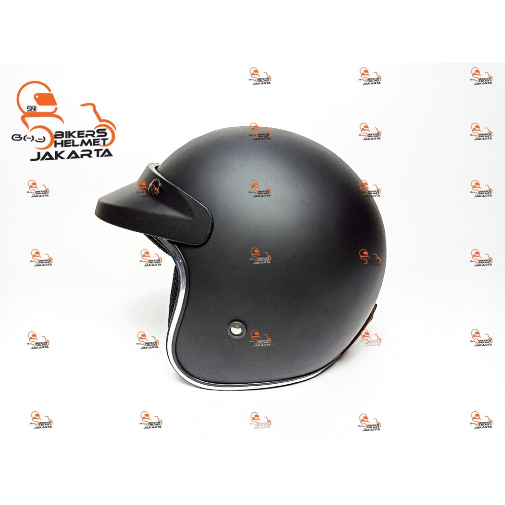 JPX HELM JP RETRO NEW BIGIE BLACK DOFF HALF FACE