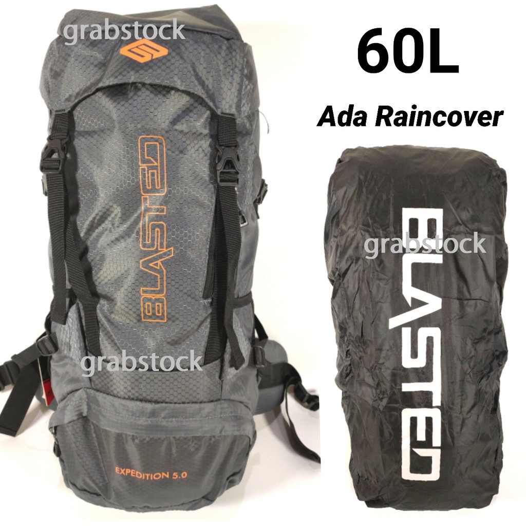 Blasted Carrier Tas Camping Plus Raincover Ada Penyangga Besi 60L Tas Hiking