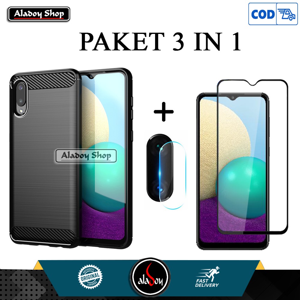 PROMO Case Samsung A02 2021 Premium Casing + Tempered Glass Layar Full +Tempered Glass Camera Lens