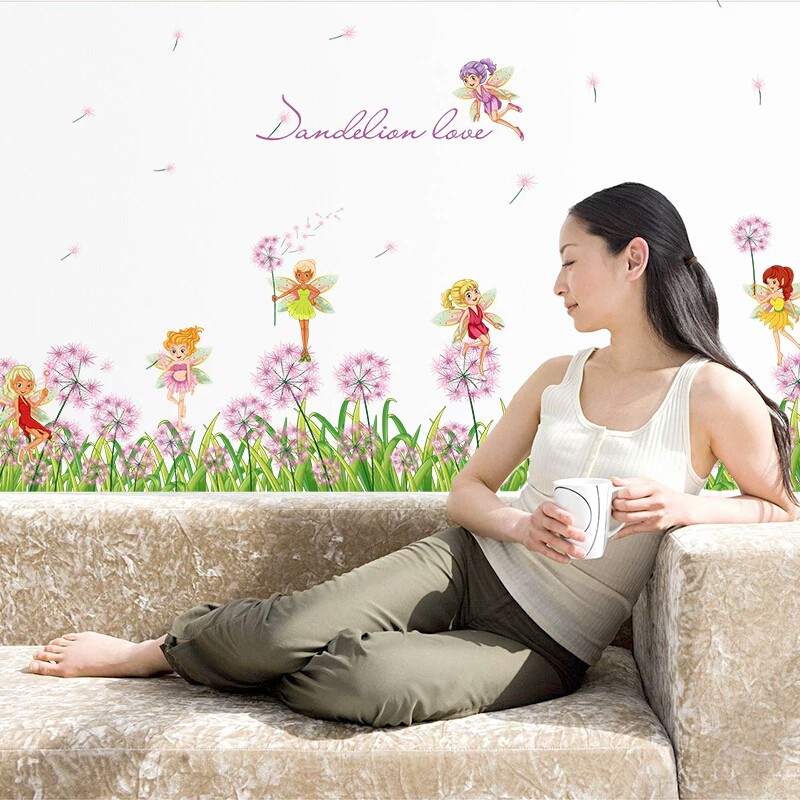 RELIZA WALL STICKER / STIKER DINDING RUMPUT DANDELION GREEN GRASS FLOWER SK7040