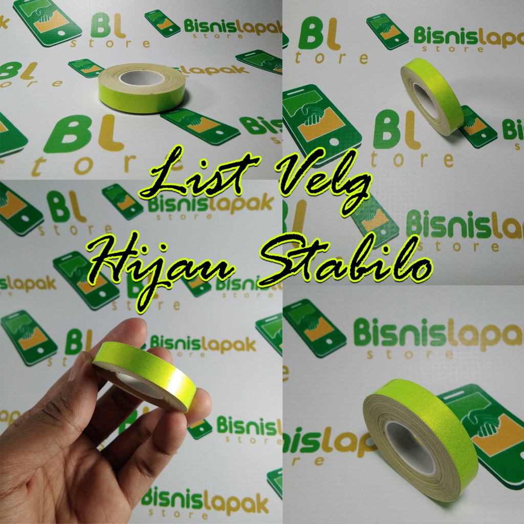 Stiker List Velg / list velg motor / list mobil list roll 1cm Hijau Stabilo