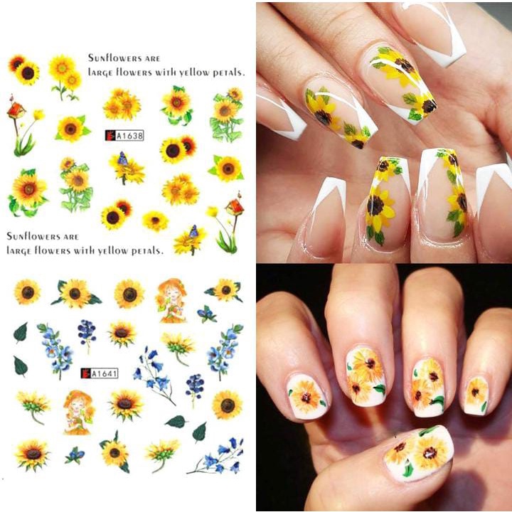 NAIL ART STICKER WATER TRANSFR BUNGA MATAHARI NAIL ART / KUKU