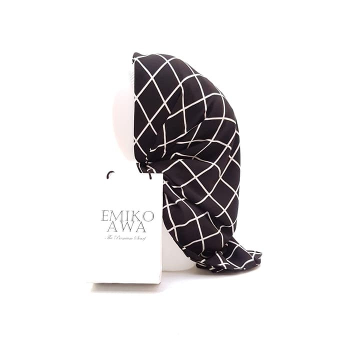 Jilbab Segiempat Motif BlackKotak/ Emikoawa / CerutiZara / Berkualitas