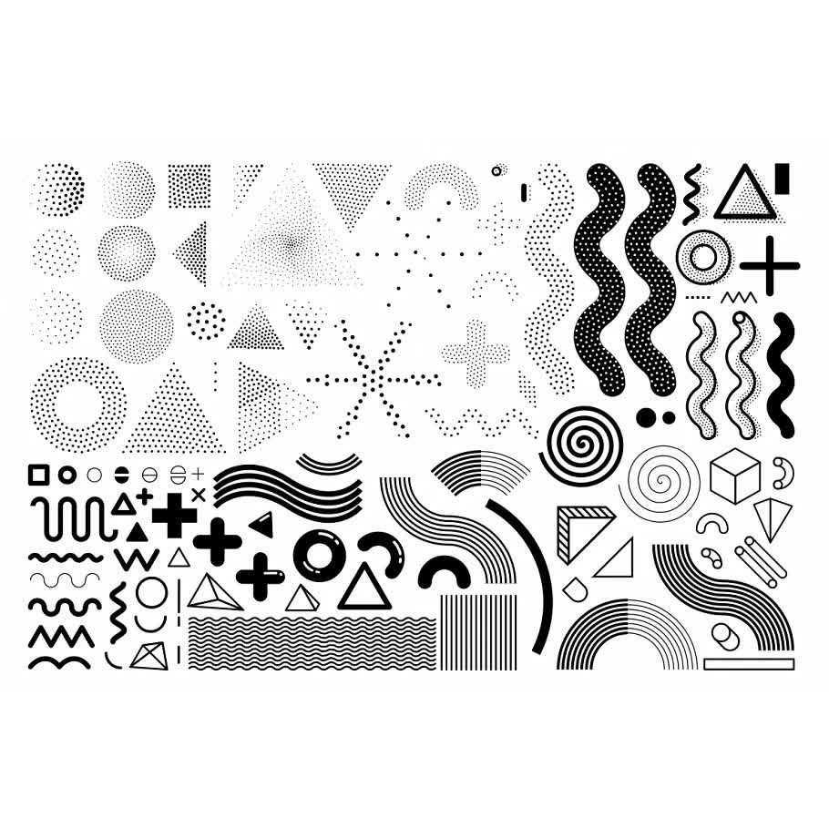 272 Patterns Elements Memphis Set - Vector Designs