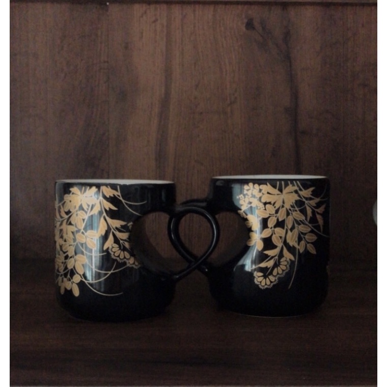 GELAS CANGKIR HITAM GOLD SEPASANG TERMURAH WARNA COUPLE MEWAH BLACK GOLD,  CANGKIR PORCELINE PREMIUM