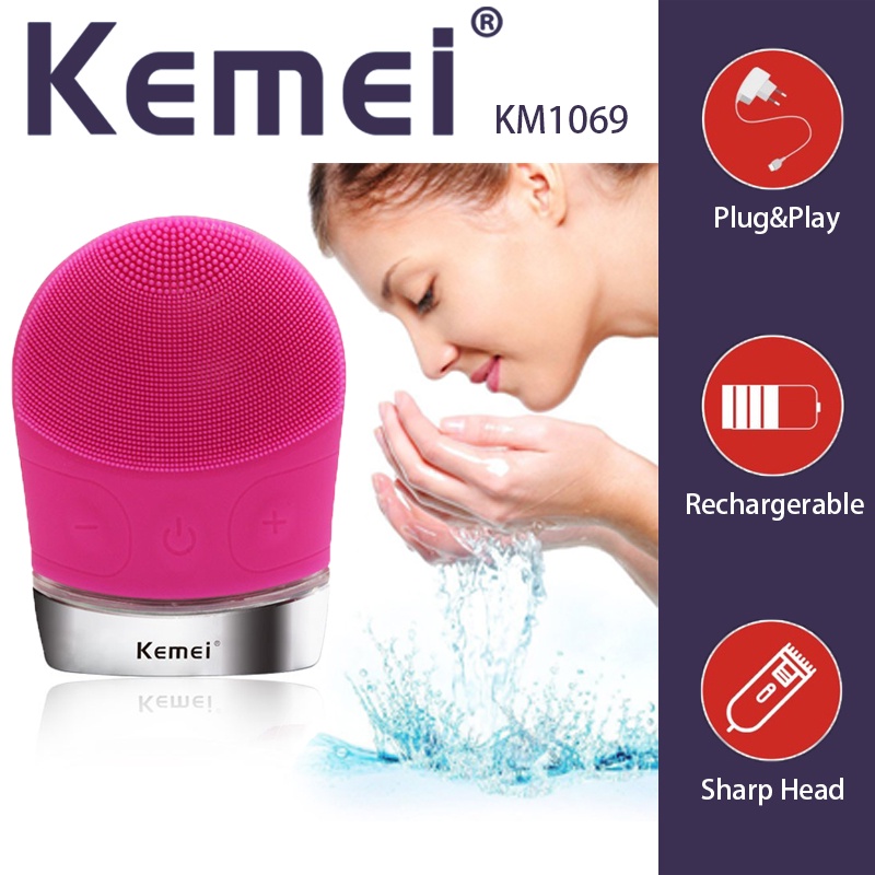 Original Kemei KM-1069 USB Charging Facial Cleansing Brush Vibrating