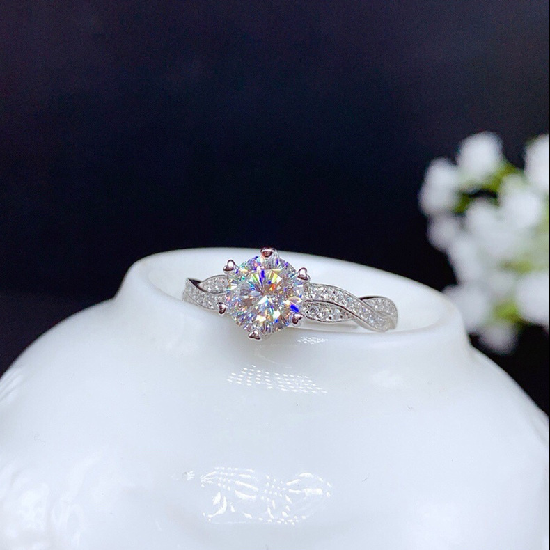 Cincin Kristal Berlian Platinum Wanita Fashion Aksesori Perhiasan Zirkon Kawin Perak Rings