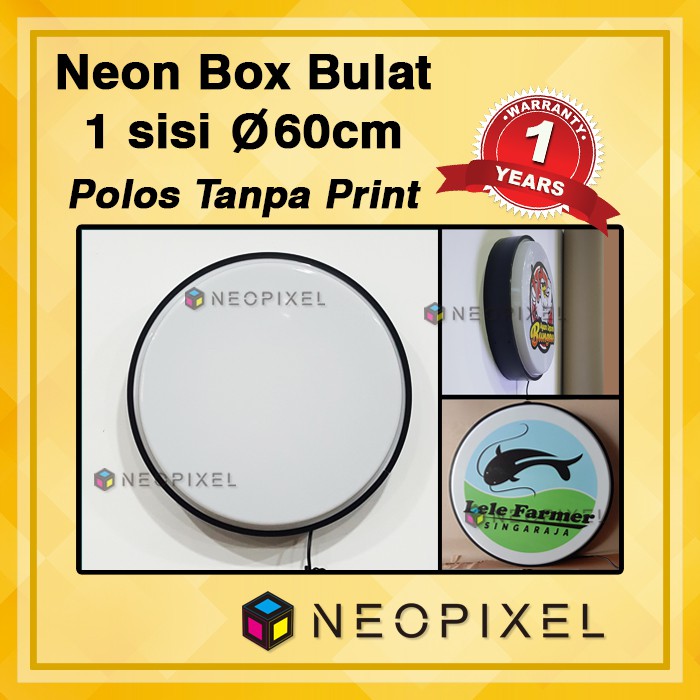 Neon box bulat 60 cm 1sisi Murah POLOS TANPA Print