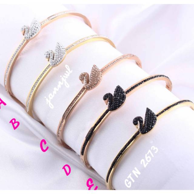 Gelang Titanium Asli Korea Angsa Swan Bebek anti karat permata korea GBT-59