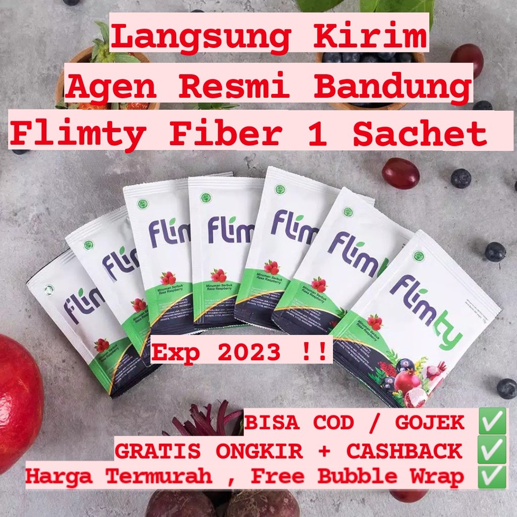 FLIMTY FIBER 1 SACHET ECERAN BPOM HALAL MUI MINUMAN PELANGSING BANDUNG TERMURAH LANGSUNG