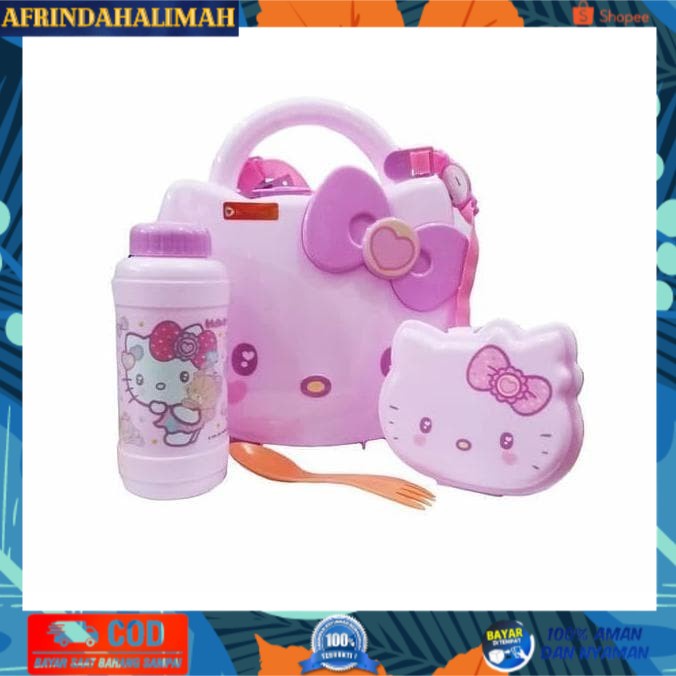 

{TERBARU} School Box - Lunch Box karakter HK Hello Kitty - Set Tempat Makan Anak