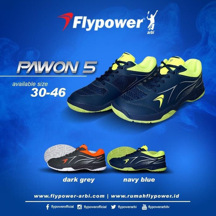 SEPATU FLYPOWER PAWON 5 SEPATU BADMINTON ORIGINAL - DARK GREY 40