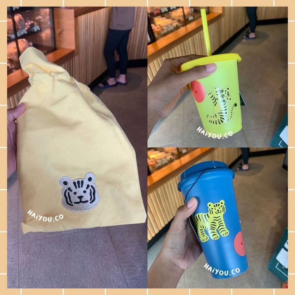 Tumbler Starbucks Hot Cup Set 16oz Reusable Tigers CNY 2022 / Tumbler Starbucks Winter 2022 Package 