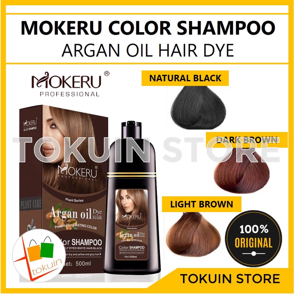 Mokeru Argan Oil Shampoo Semir Herbal Hair Dye Pewarna Cat Rambut