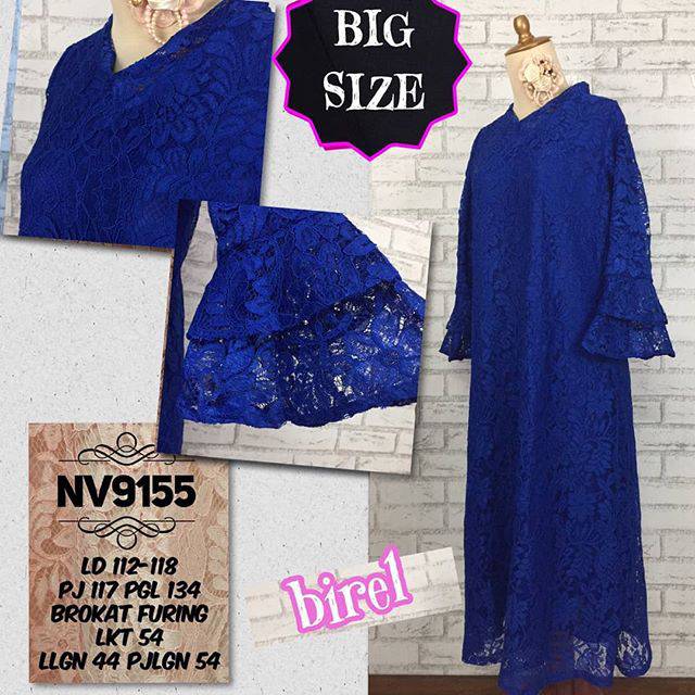 NV9155 TUNIK PANJANG BIG SIZE BROKAT LD 112